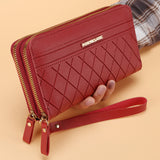 Women's Simple Double Zipper Multiple Card Slots Long Wallet