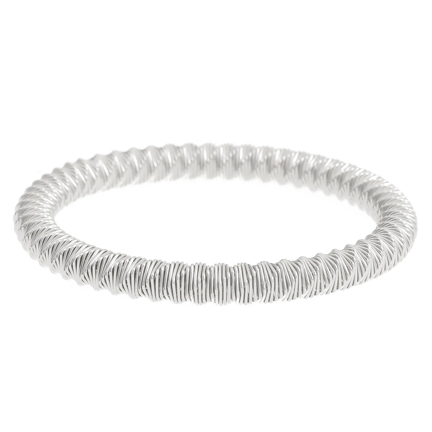 SIZZZ Wide Edge String Bracelets For Woman Silver Glod Flexible Steel Wire Layered Bangle DIY Combination