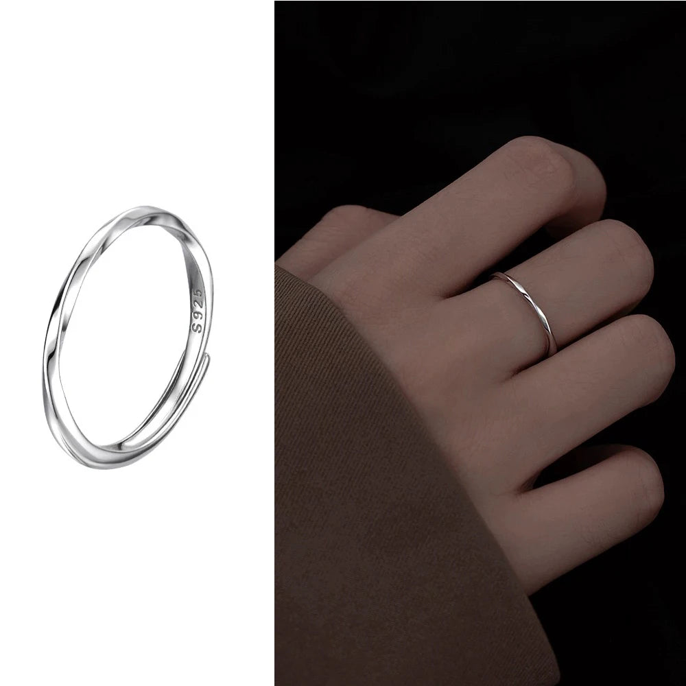 925 Sterling Silver Petite Twisted Vine Moissanite or Simulated Diamond Ring Wedding Band Matching Open Ring