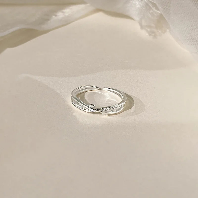 925 Sterling Silver Petite Twisted Vine Moissanite or Simulated Diamond Ring Wedding Band Matching Open Ring