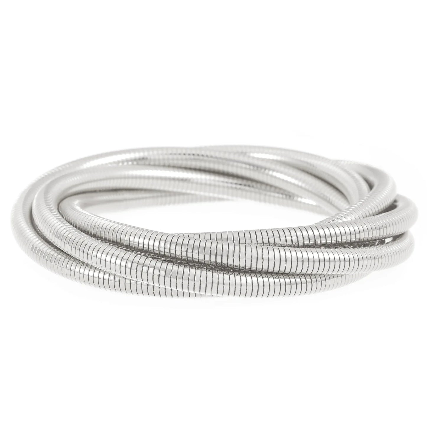 SIZZZ Wide Edge String Bracelets For Woman Silver Glod Flexible Steel Wire Layered Bangle DIY Combination