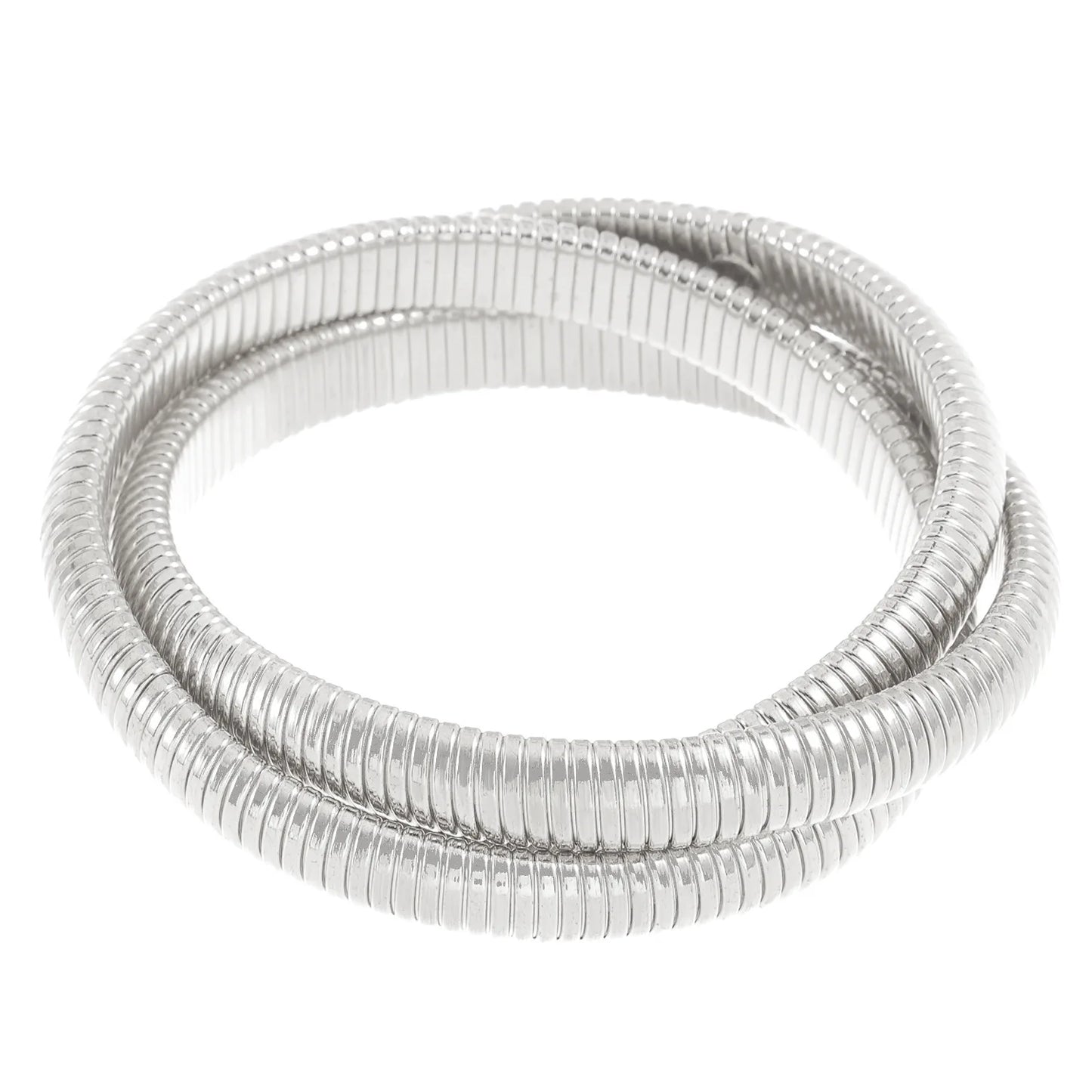 SIZZZ Wide Edge String Bracelets For Woman Silver Glod Flexible Steel Wire Layered Bangle DIY Combination