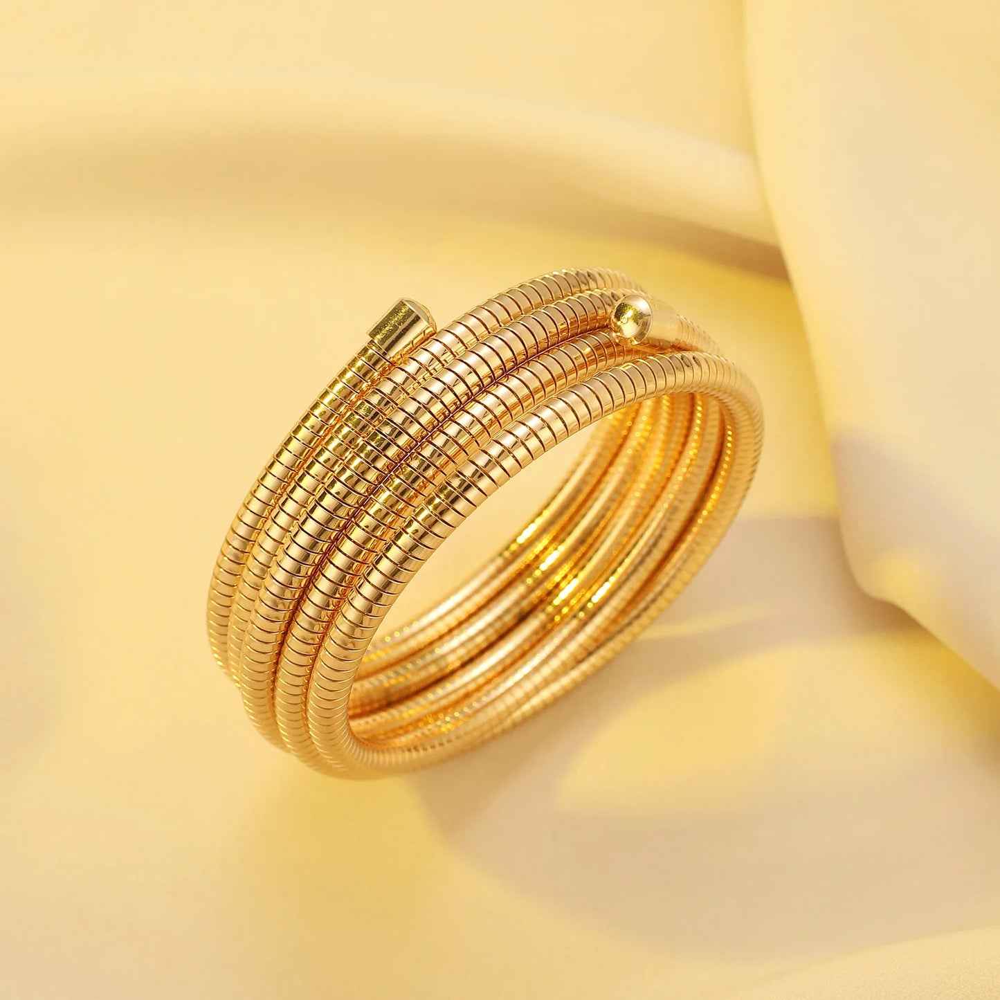 SIZZZ Wide Edge String Bracelets For Woman Silver Glod Flexible Steel Wire Layered Bangle DIY Combination